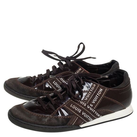 Louis Vuitton Brown Suede And Patent Leather Low Top Sneaker Size 39 - Picture 4 of 4